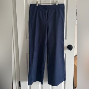 Ann Taylor Navy Wide-Leg Pull-On Trousers